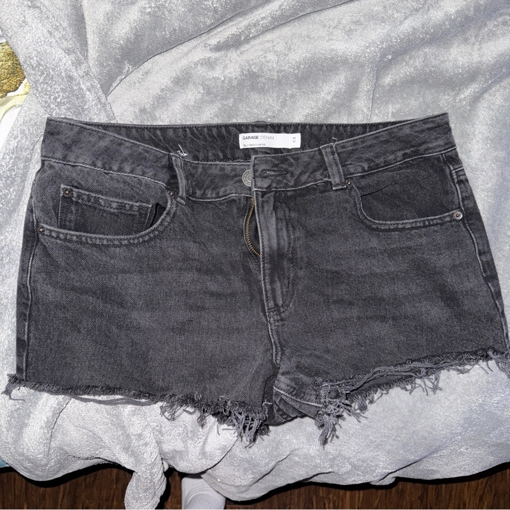 Sandro Black Jean Shorts Frayed Hem